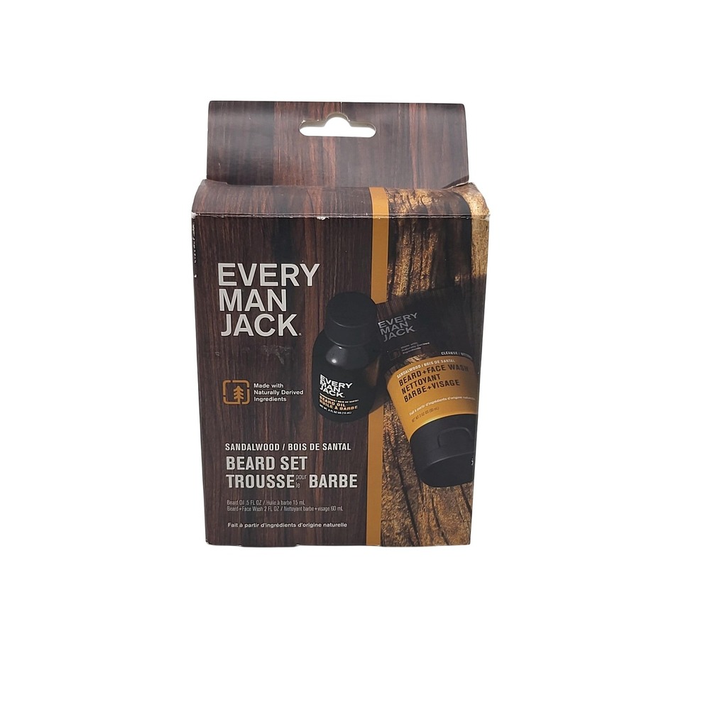 NIB Every Man Jack Men's Sandalwood Beard Care Grooming Gift Kit Set
